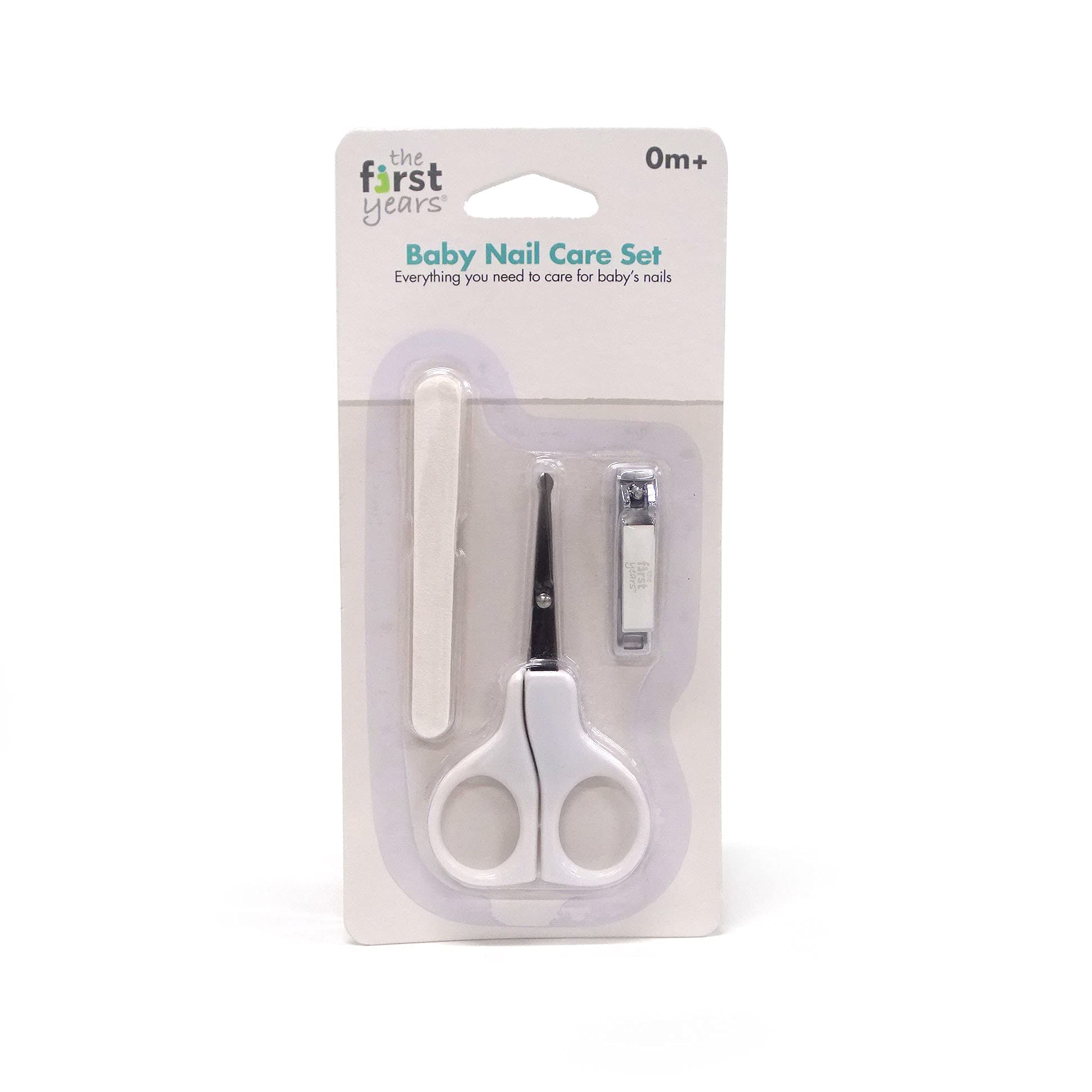 The First Years Baby Grooming Set, Baby Nail Clipper Set, Baby Nail Care 3in1 Nail Cutter with Stainless Steel Scissor for baby delicate hand & Emery board for sharp edges, Piece of 1.
