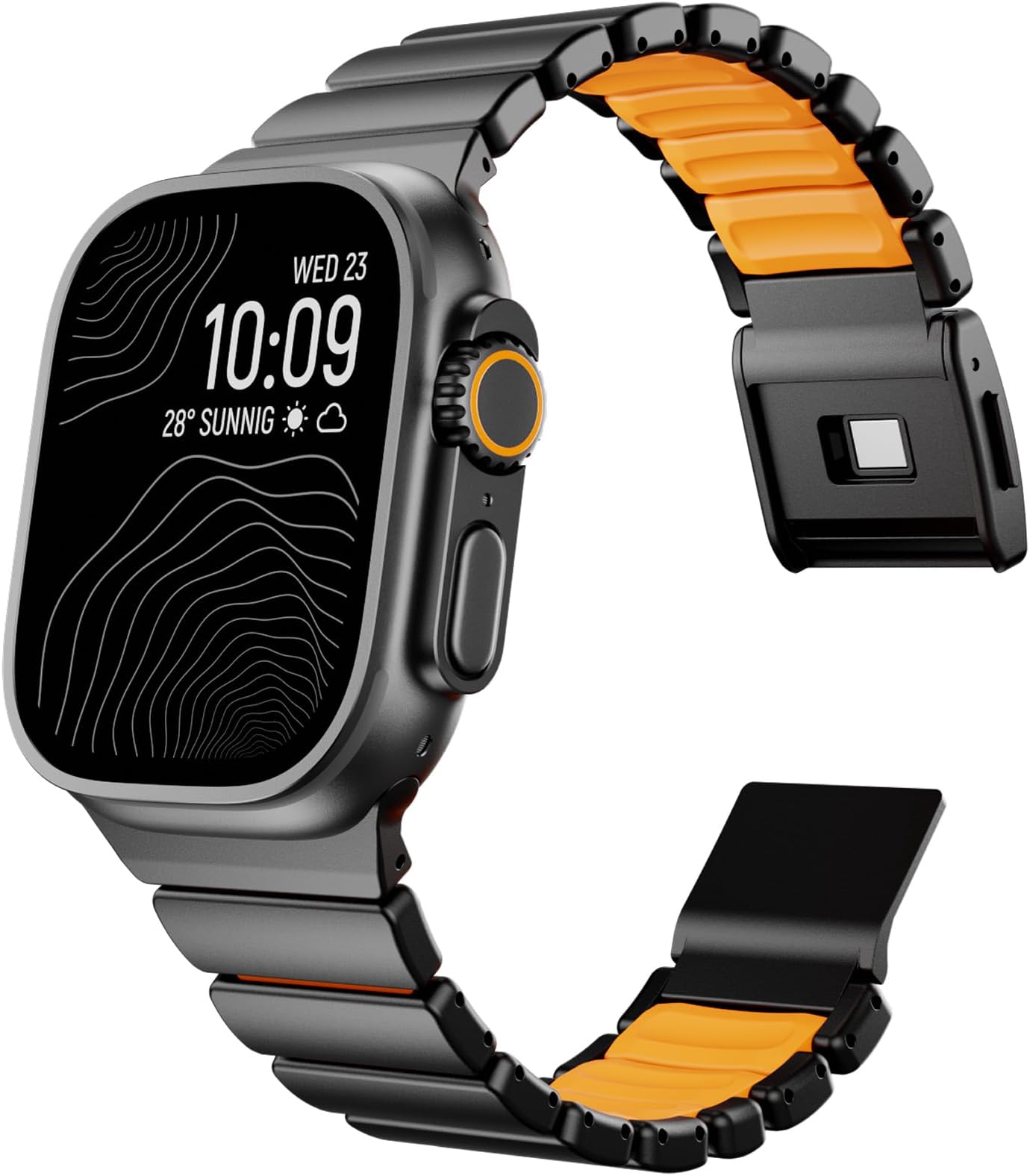 KADES Grade 2 Titanium Silicone Link Bands for Apple Watch Ultra 3/2/1 49mm 46mm 45mm 44mm, Magnetic Clasp Sport Metal Bracelet for iWatch Series 11 10 9 8 7 6 5 4 SE for Men Women