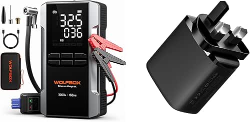 WOLFBOX 3000A Jump Starter with Air Compressor + USB-C PD