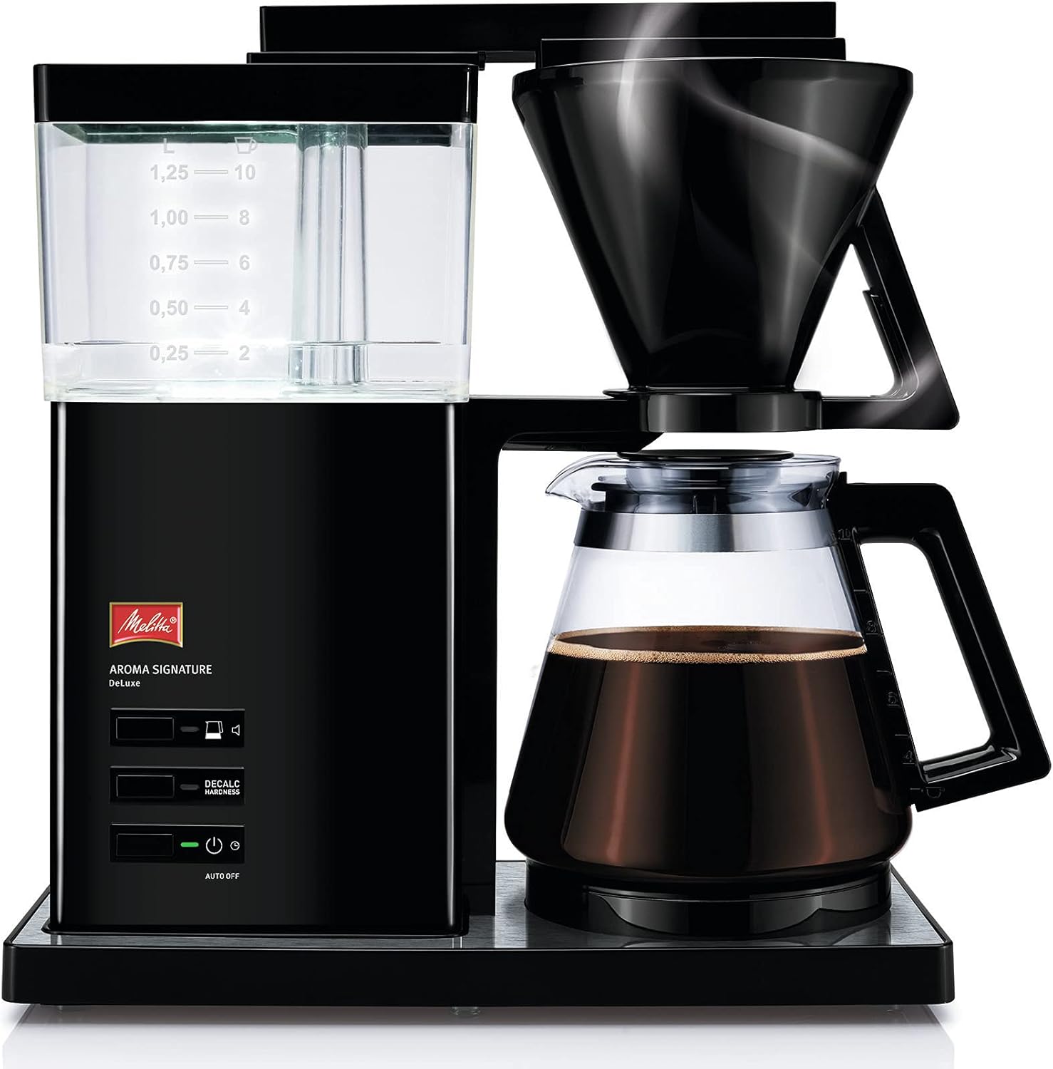 Melitta Aroma Signature De Luxe Filter Coffee Machine, Black/Stainless