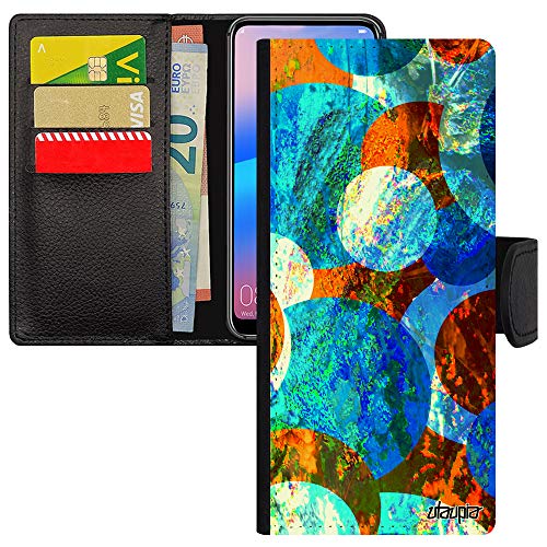 Coque Samsung S21 Ultra motif abstrait avec étui portefeuille noir