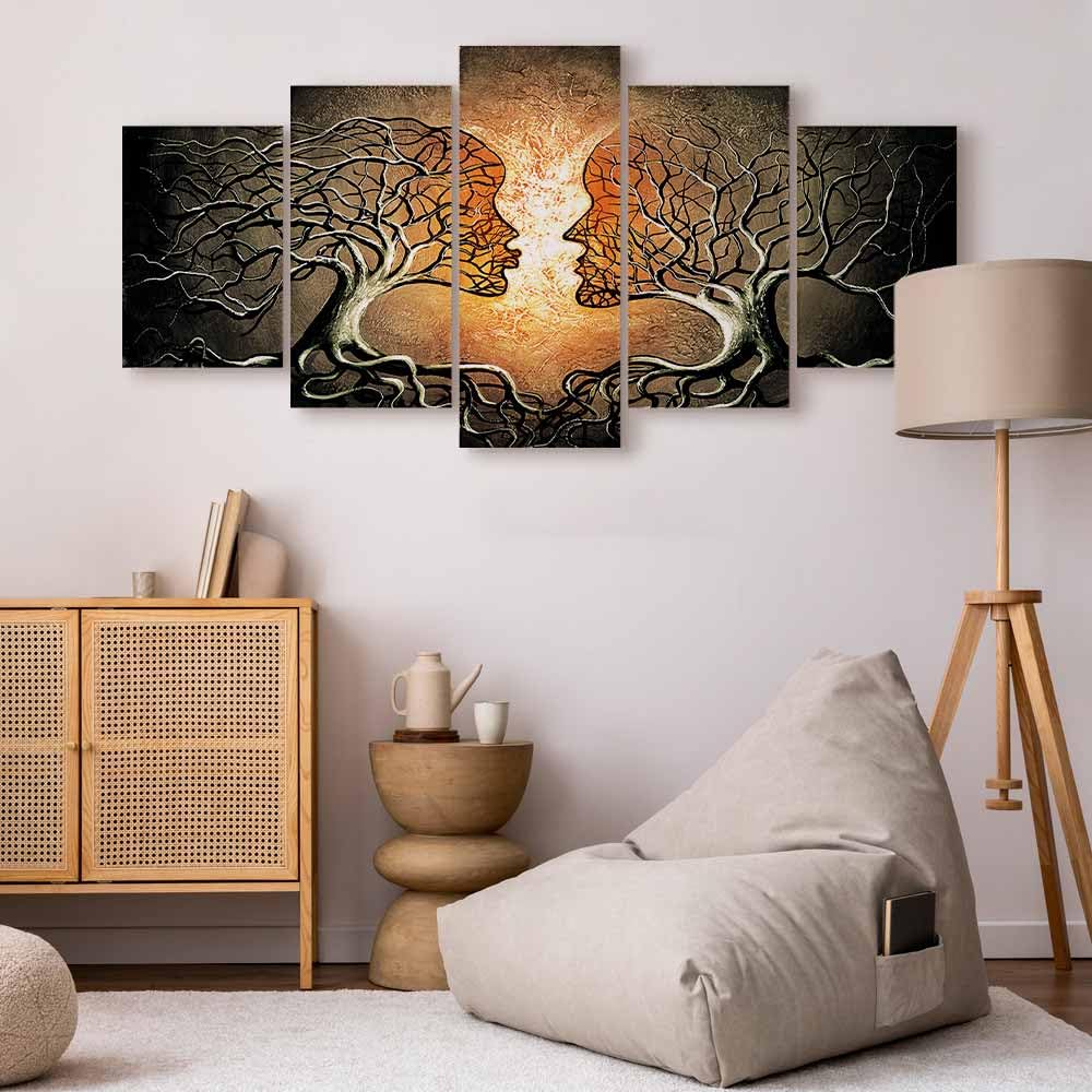 murando Cuadro en Lienzo Arbol Amor 200x100 cm Impresión de 5 Piezas Material Tejido no Tejido Impresión Artística Imagen Gráfica Decoracion de Pared Abstracto h-A-0086-b-p