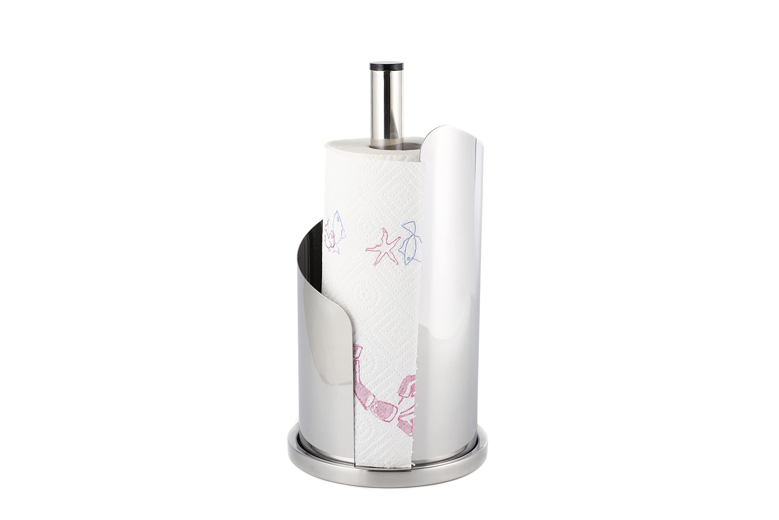 ECHTWERK Portarotolo da cucina, Portasciugamani, Portarotolo in acciaio inox, facile da strappare, facile da usare, verticale, robusto, Edizione argento, 15,5 x 33 cm