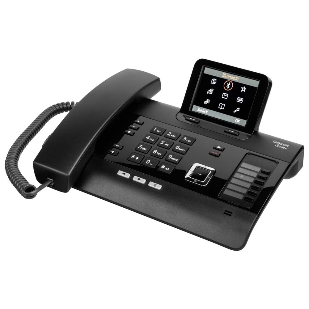 Gigaset DL500A - schnurgebundenes Telefon mit Anrufbeantworter - Büro und Haustelefon mit großem 3,5" Farbdisplay & brillantem Klang - Link2Mobile, erweiterbar mit bis zu 6 DECT-Mobilteilen, schwarz