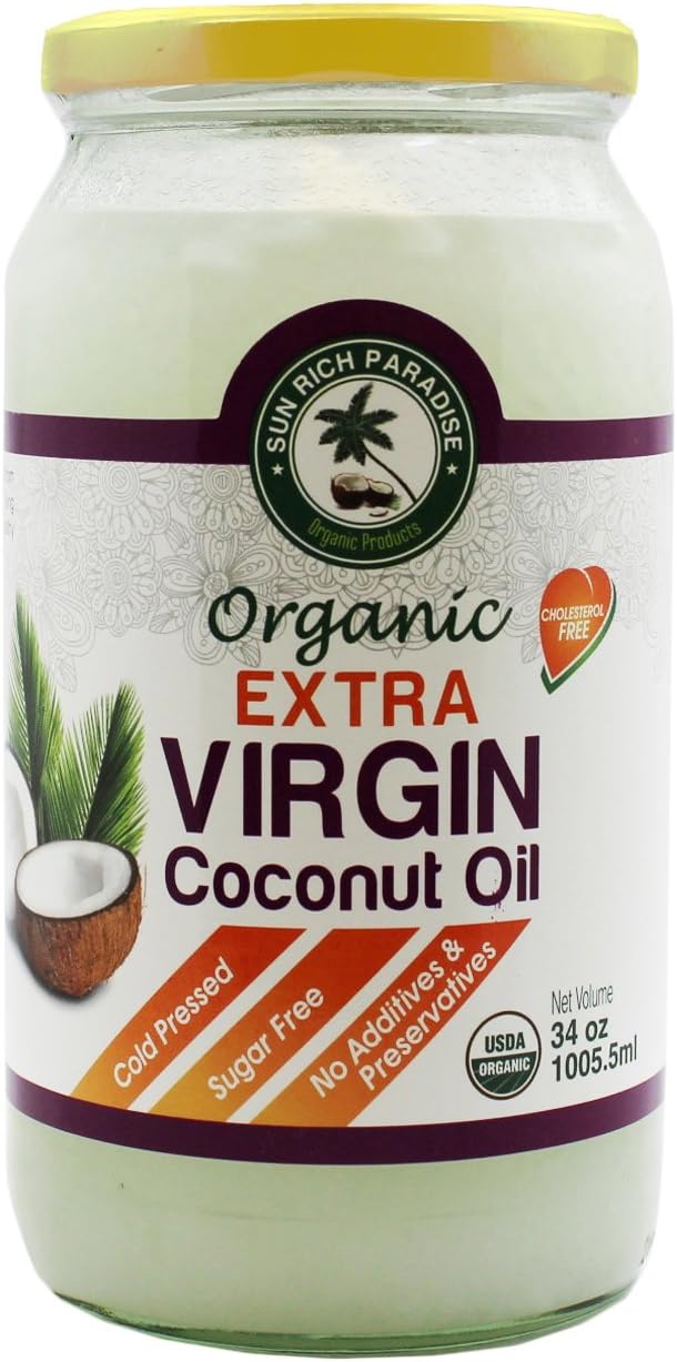 Sun Rich Paradise vco0059 Organic Extra Virgin Coconut Oil, White, 34 Oz