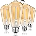 Dimmable LED Edison Light Bulbs 100W Incandescent Equivalent, Vintage Light Bulb 2700K Warm White(Amber Glass), ST64/ST21 LED Filament Bulbs 8W 1200LM, E26 LED Edison Bulbs for Home, Reading 4-Pack
