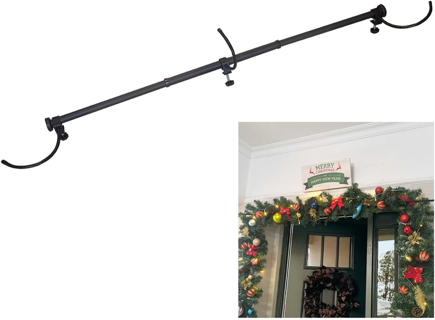 christmas front door garland hanger for single door frame no nails or screws adjustable width heavy halloween christmas decoration holder for wreath fits 35"-45" doors