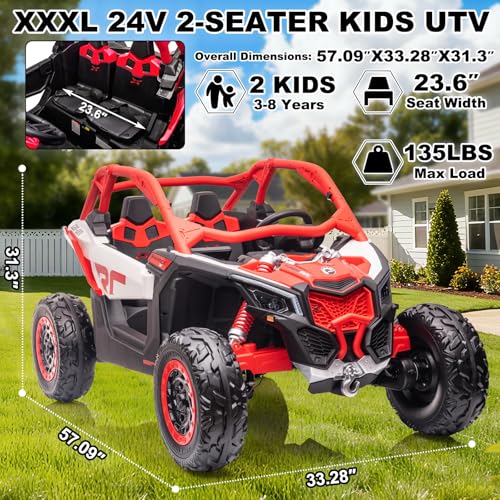 NEWQIDA 24V Ride On Toys for Big Kids 2 Seater Ride on Car with Remote Control Licensed BRP Can Am Maverick UTV Electric - Additional View