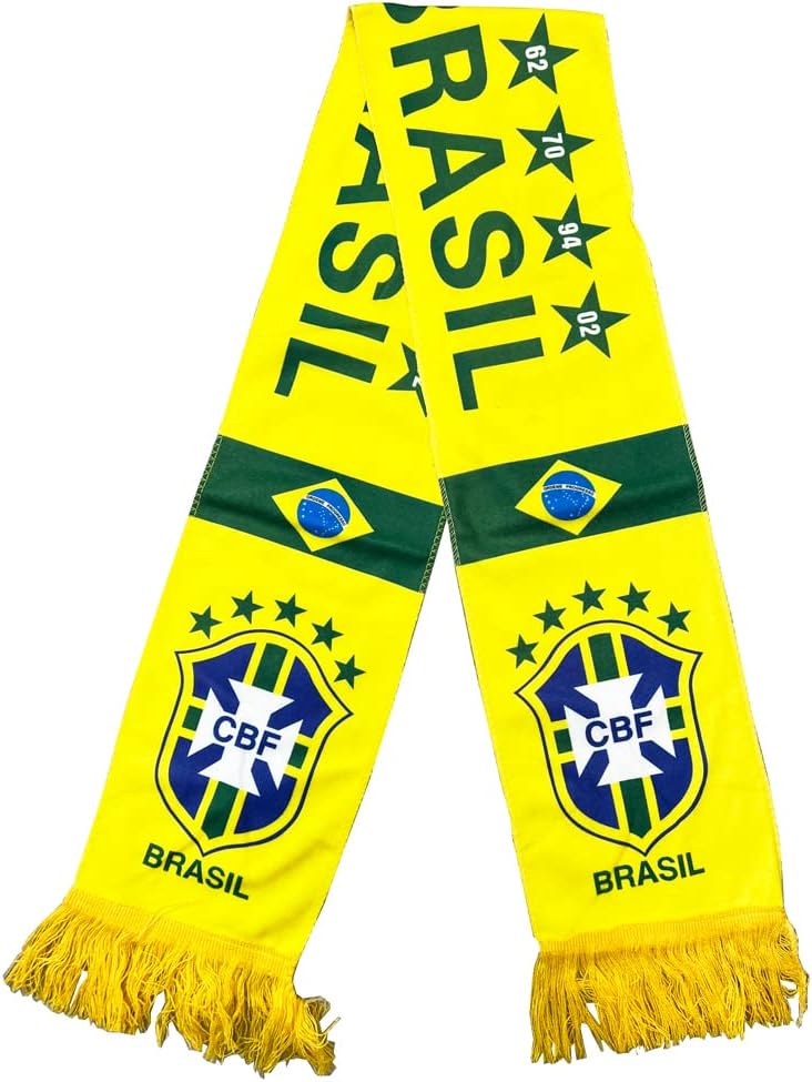 UHLSPORT Brazil Football Fans Scarf, FIFA World Cup 2022, Vivid Color & UV Fade Resistant, Light weight, Show support at sporting events and other celebrations, Size 135CM X 7CM