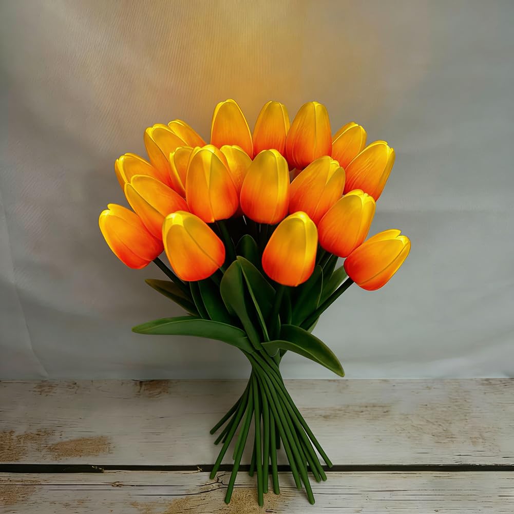 Migoczące tulipany, lampka nocna, 15 szt., tulipan, sztuczne kwiaty z wazonem, roślina LED, świecące kwiaty do dekoracji sypialni, promienne, romantyczne prezenty dla kobiet