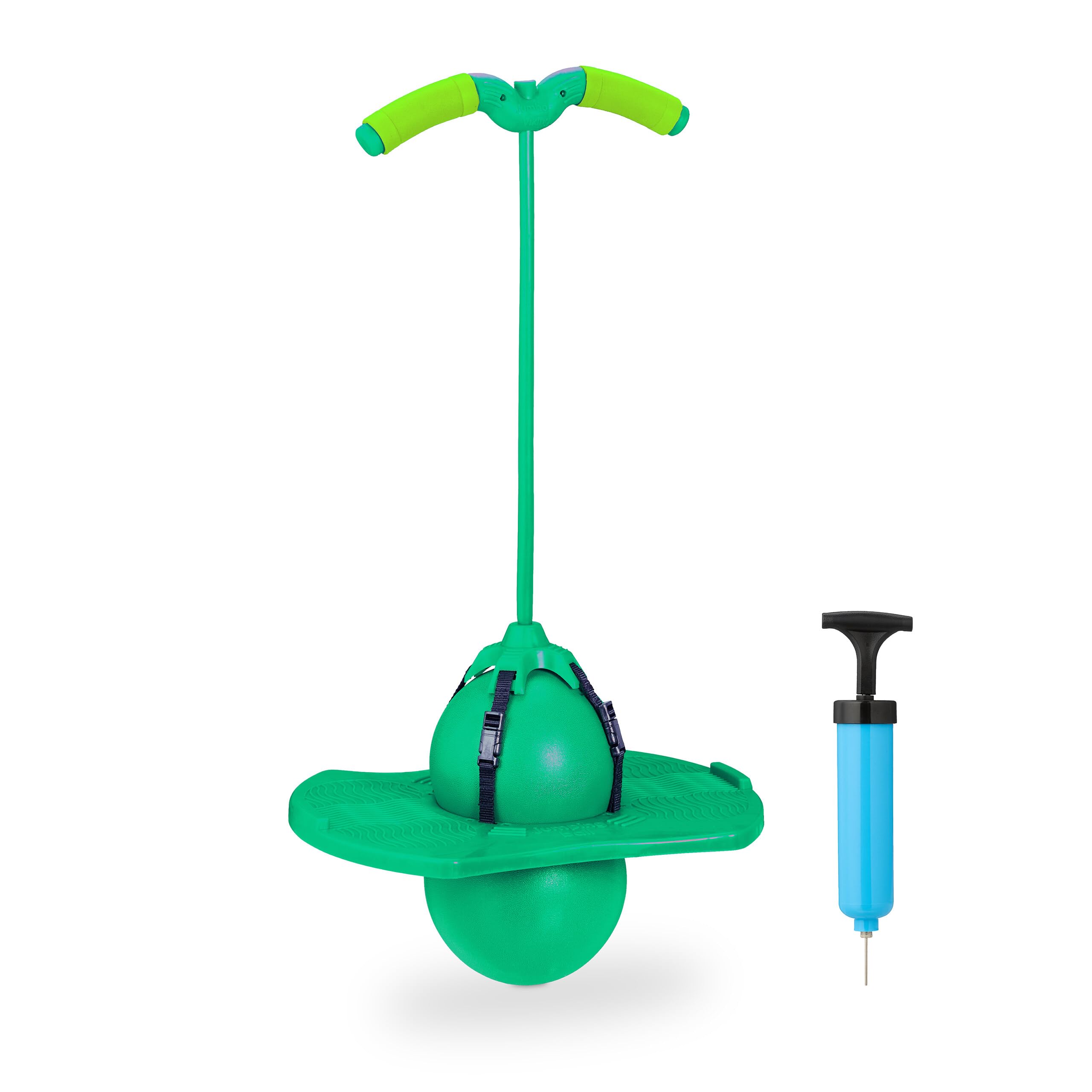 Relaxdays Pogo Ball Kinder – Outdoor-Pogo Ball mit Griffen, inkl. Pumpe, geeignet bis 100 kg