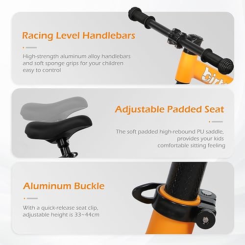 Miniatura 3 de Bicicleta de equilibrio de 12 pulgadas para niños y niñas de 2, 3, 4, 5 años, marco de nailon ligero, bicicleta de entrenamiento para niños sin