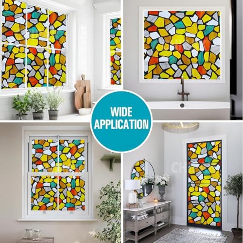 Image of CHIPAK Premium Vinyl Privacy Stained Window Glass Film (12x100 Inch) - Self-Adhesive Decorative Sticker Opaque Sheet Tint Wallpaper for Glass Cover Window, Door, Office, Home.| Anti-UV. 6D Stones