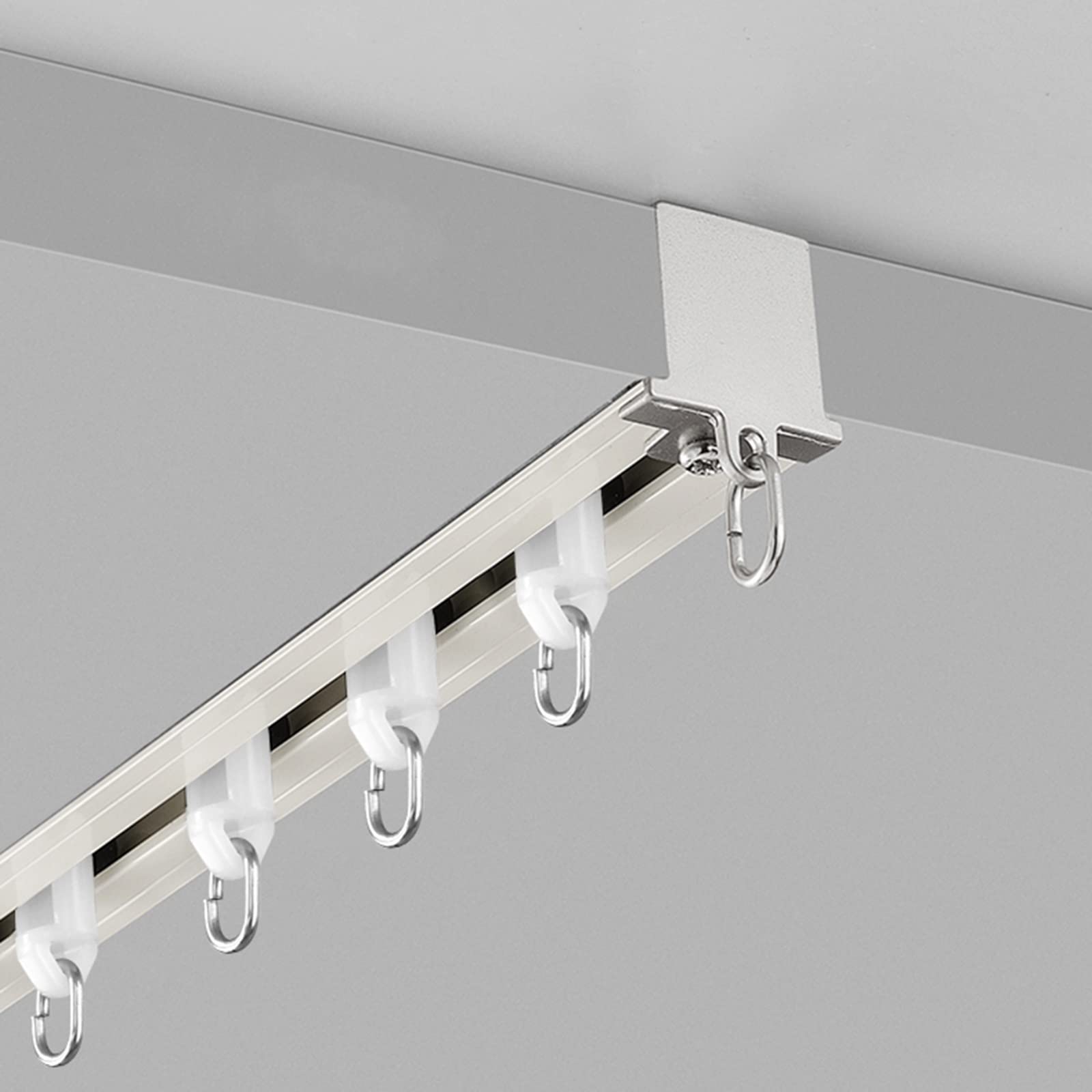 Tringle à rideaux invisible blanche de 9,5 m pour plafond et mur en béton