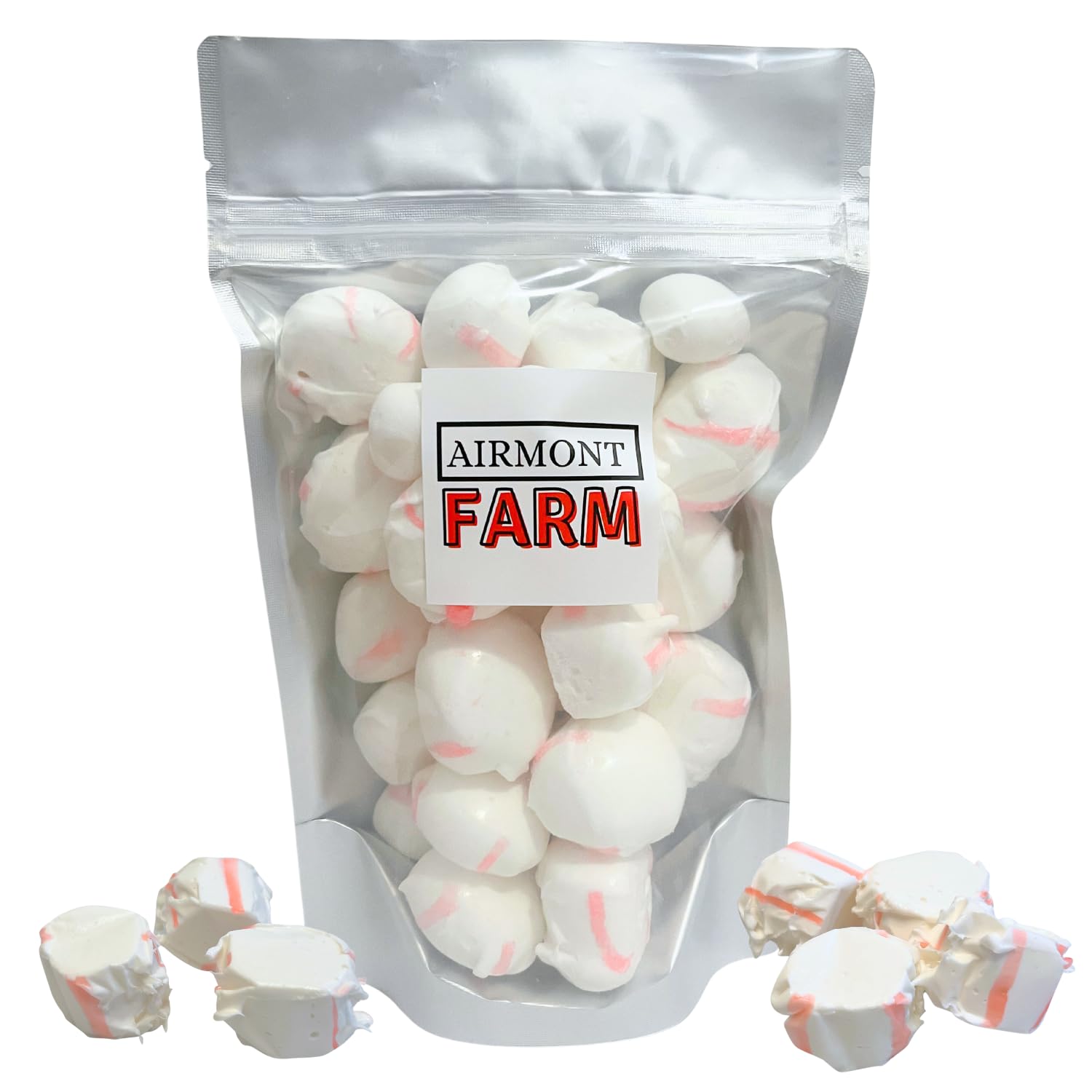Freeze-Dried Candy Salt Water Taffy 2 oz - Cut To Bite Sized Pieces - Ships In Box - Deliciously Crunchy, Intense Flavor, Lightweight Snack (Peppermint)