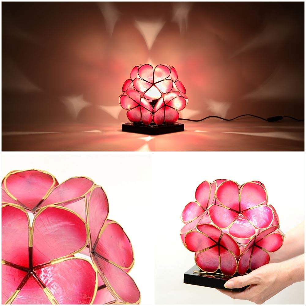 アジア風テーブルランプ花柄AC 100ボルト40ワット赤色電球