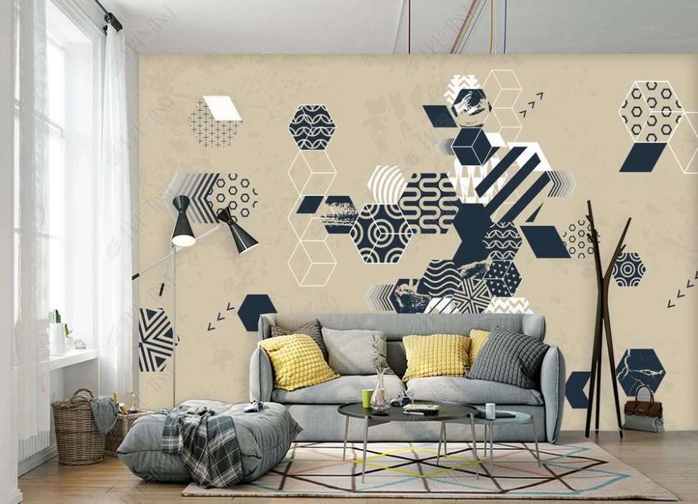 Papier peint abstrait géométrique pour habiller un grand mur de salle à manger