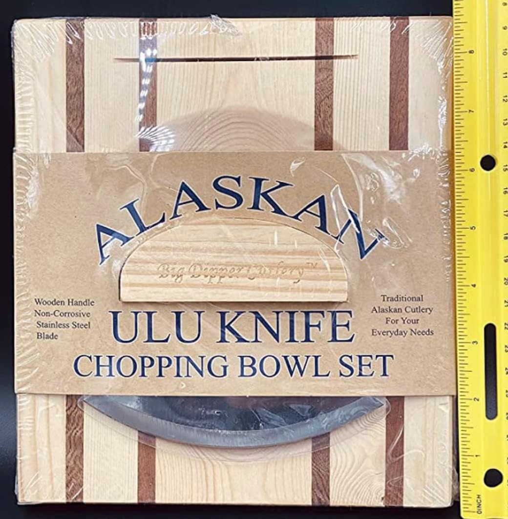 Alaska Ulu Knife and Chopping Bowl with Salad Claws