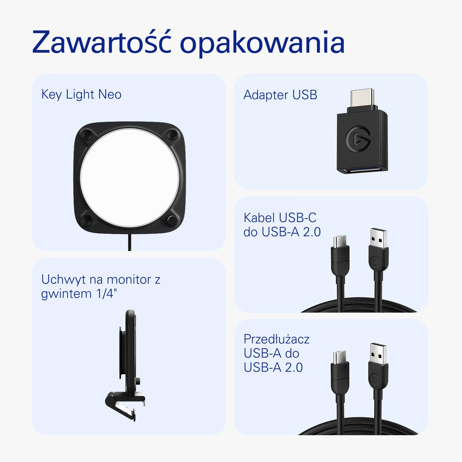 Elgato Key Light Neo (Czarny) – profesjonalne oświetlenie, bez odblasków, regulowane mocowanie, sterowanie ręczne lub Wi-Fi, biuro/transmisja, Teams/Zoom/Slack/Twitch/YouTube – Laptop, PC, Mac | Oświetlenie do wideorozmów i streamingu, Wi-Fi lub onboard,