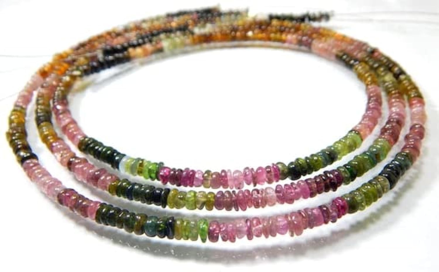 Multi Tourmaline véritable en perles rondelles polies pour bijoux de prestige