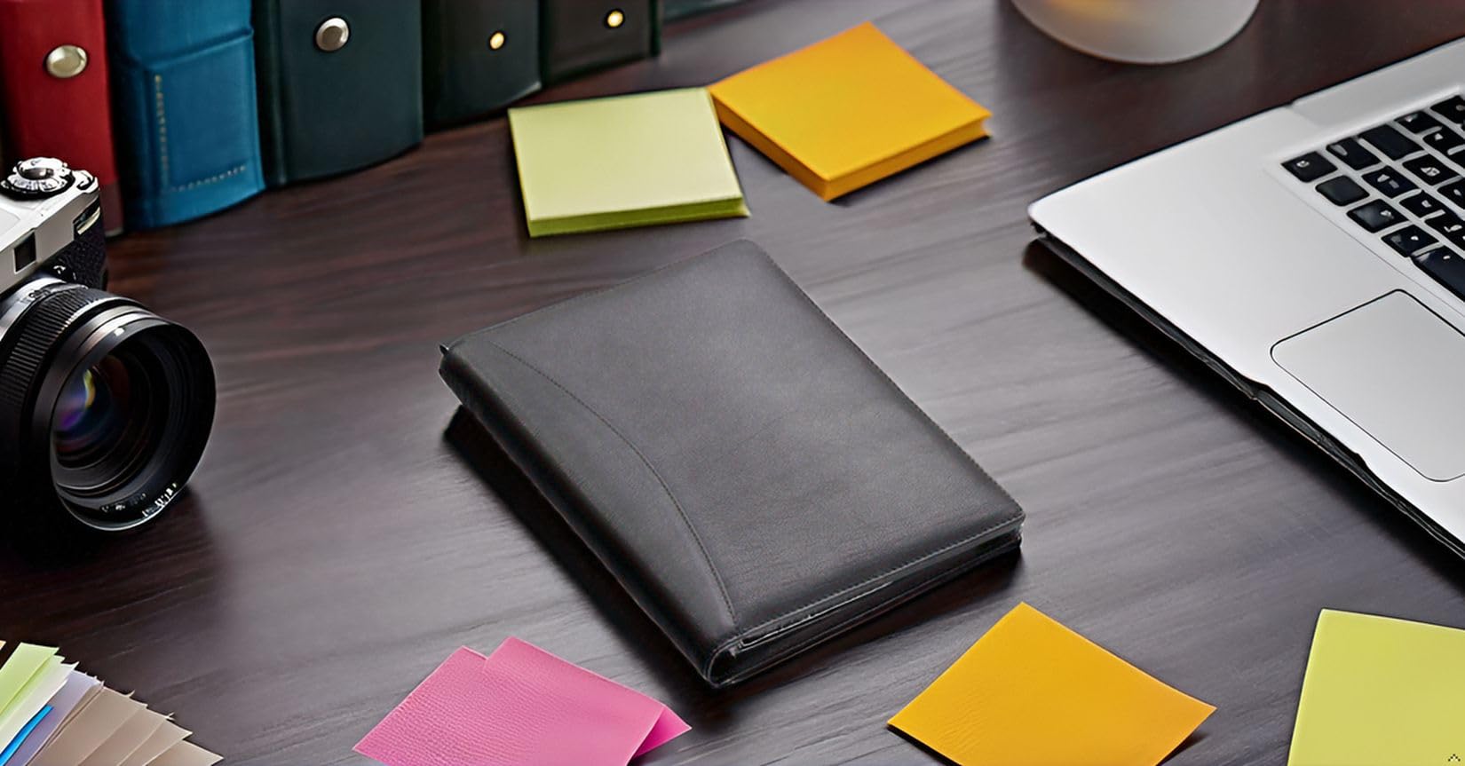Alassio 43008-1 - Schreibmappe A5 Bormio, Tagungsmappe im DIN A5 Format, Business-Mappe mit Taschenrechner und Visitenkartenfach, Nappa-Leder, Unisex, Ledermappe, schwarz, ca. 23 × 18 × 2 cm