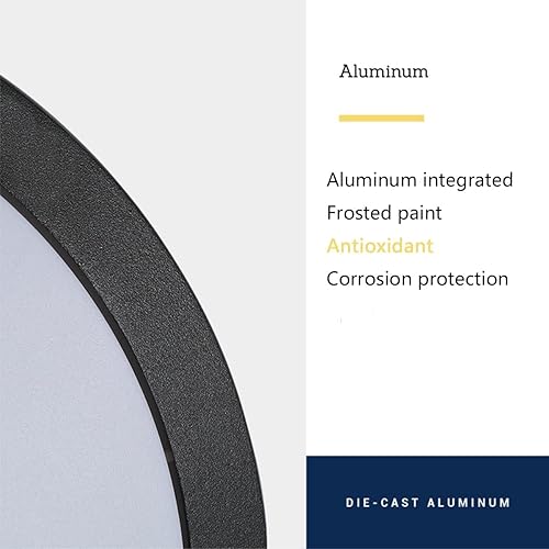 Miniatura 5 de LIPIFAY Luz LED de techo impermeable, 20 W, luz sellada de aluminio a prueba de humedad, luz de porche redonda de 3000 K, aplique de pared de