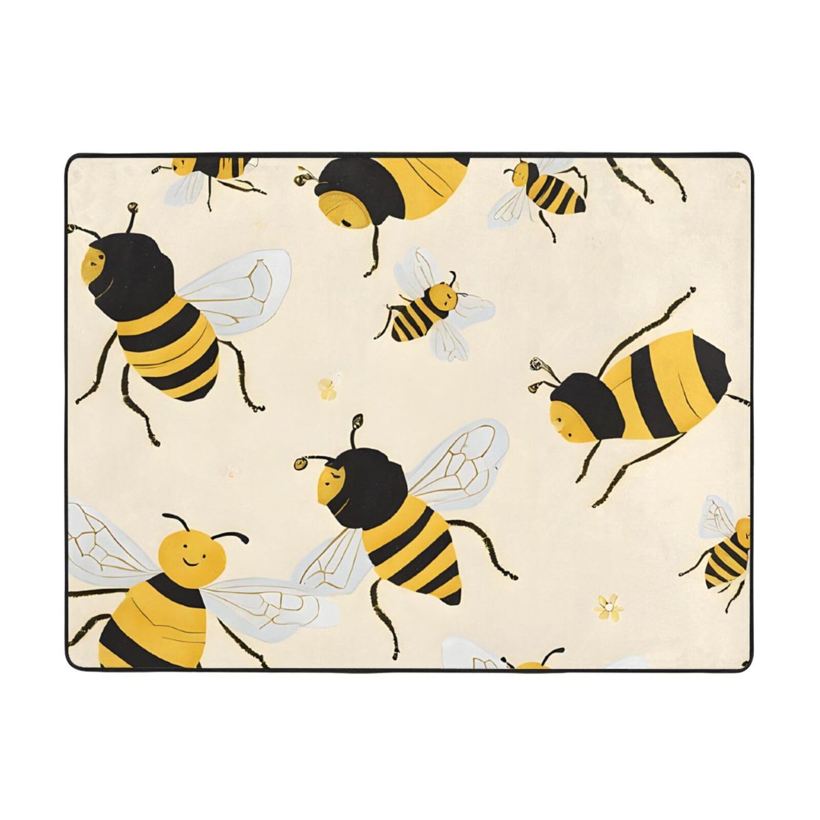 Tapis de salon moderne abeille 160 x 121 cm pour sublimer votre coin lecture