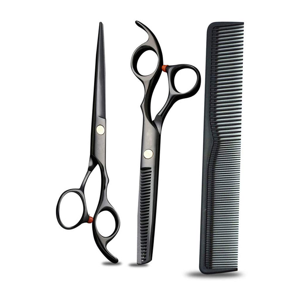 Professional 6 Pouces Ciseaux Cheveux Set De Coupe Salon De Coiffure Salon Haircut Amincissants Ciseaux Ciseaux De Coiffure Pour Salon Ou Maison,Noir,6 inch