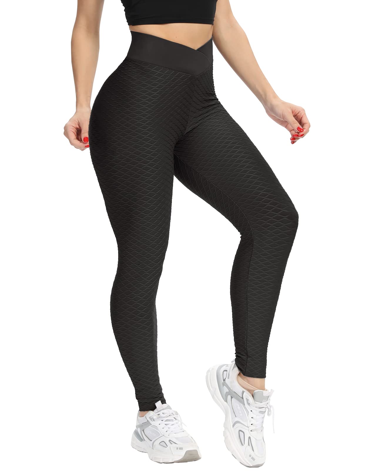 Crossover TIKTok Butt Lifting Leggings for Women Cross Waist V Workout Gym Scrunch Booty Leggings Tights