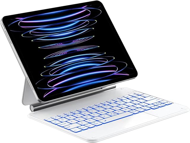 nimin Keyboard Case for iPad Air 5th 2022 /Air 4th 2020 10.9" and iPad Pro 11 inch (4th/3rd/2nd/1st Gen) With 7 Color Backlit Floating Magnetic Design & Multi-Touch Trackpad, QWERTY Layout