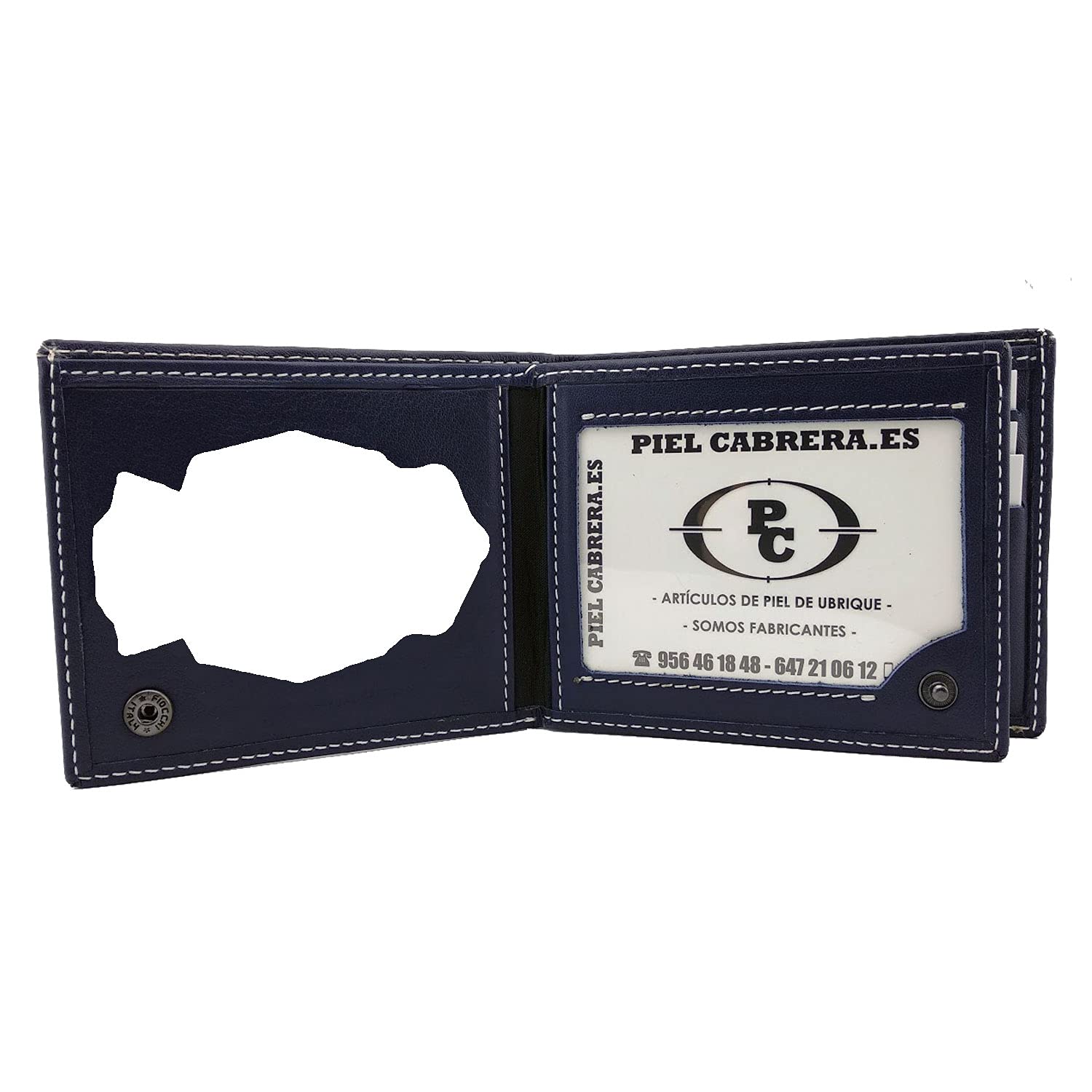 Piel Cabrera Cartera Porta Placa para Policia Nacional España (CNP) Mod. HONORES (Azul Marino)