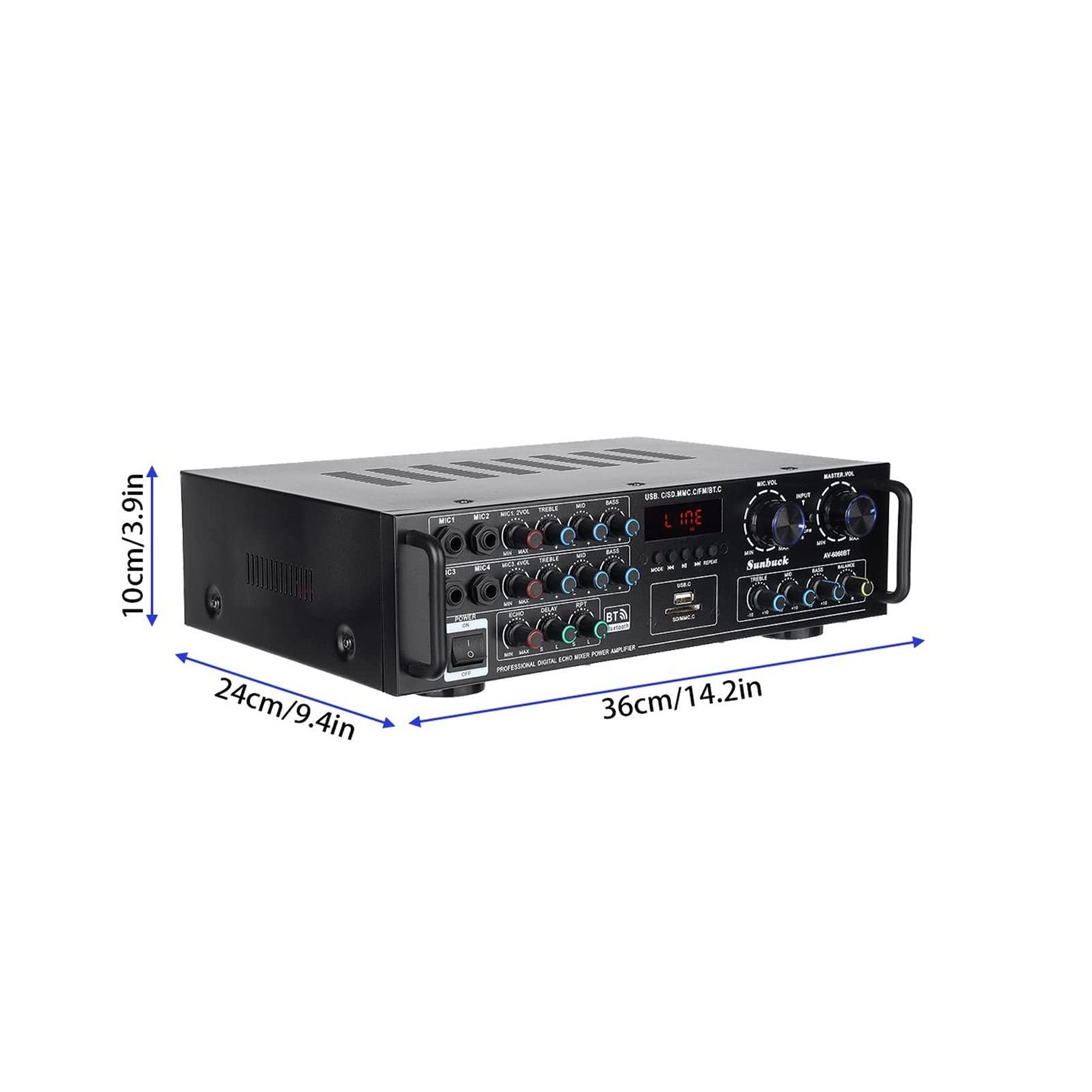 Amplificador de Sistemas de Audio Av-6060bt Inicio Amplificador Digital Bluetooth 5.0 Audio Power 800W Amplificador DE Amplificador DE Coche Karaoke Profesional DE AMP Profesional