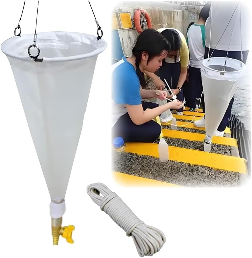 23.6" Plankton Net - 200/125 Fine Mesh Sampling Net for Phytoplankton, Protozoa & Rotifers Collection, Durable Nylon, Ideal for Aquatic Research & Experiments