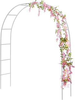 RUBFAC 94" White Metal Wedding Arch Frame - Garden Trellis for Climbing Plants, Outdoor Arbors for Weddings, Birthdays & Events