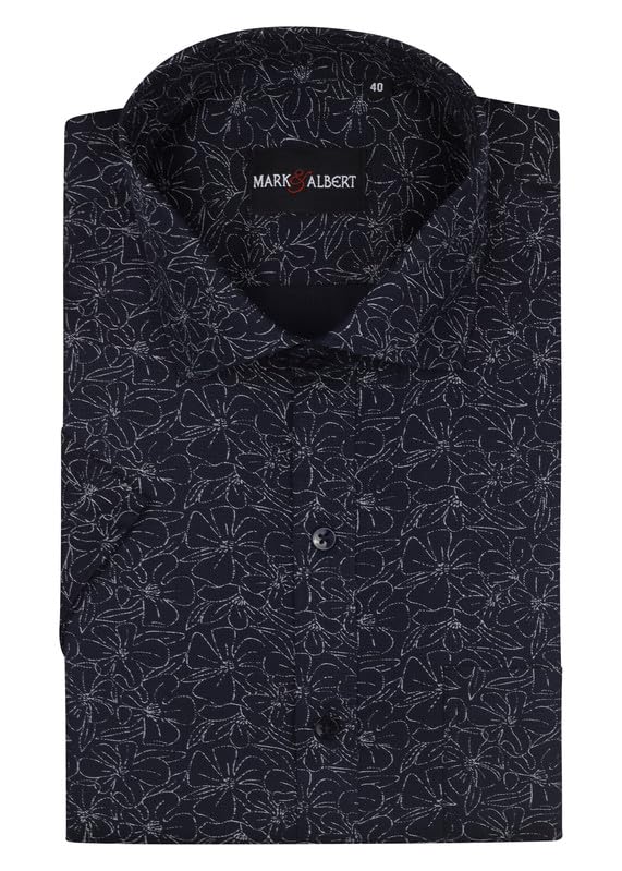 Image of MARK & ALBERT Men's 100% Cotton Printed Half Sleeves Regular Fit Shirt for Men