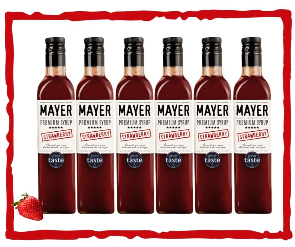 Image of Premium Artisan Hungarian Strawberry Syrup - Award-Winning, All-Natural, Vegan, Gluten Free, Versatile for Beverages & Desserts - No Artificial Additives, Rich Authentic Flavor ( 16.9 Fl oz. / 500 ml, Strawberry - 6Pack )