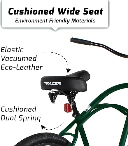 Miniatura 6 de Tracer Bicicleta de crucero de playa para adultos, ruedas de 26 pulgadas, freno de montaña de una sola velocidad, bicicleta doble para mujeres,