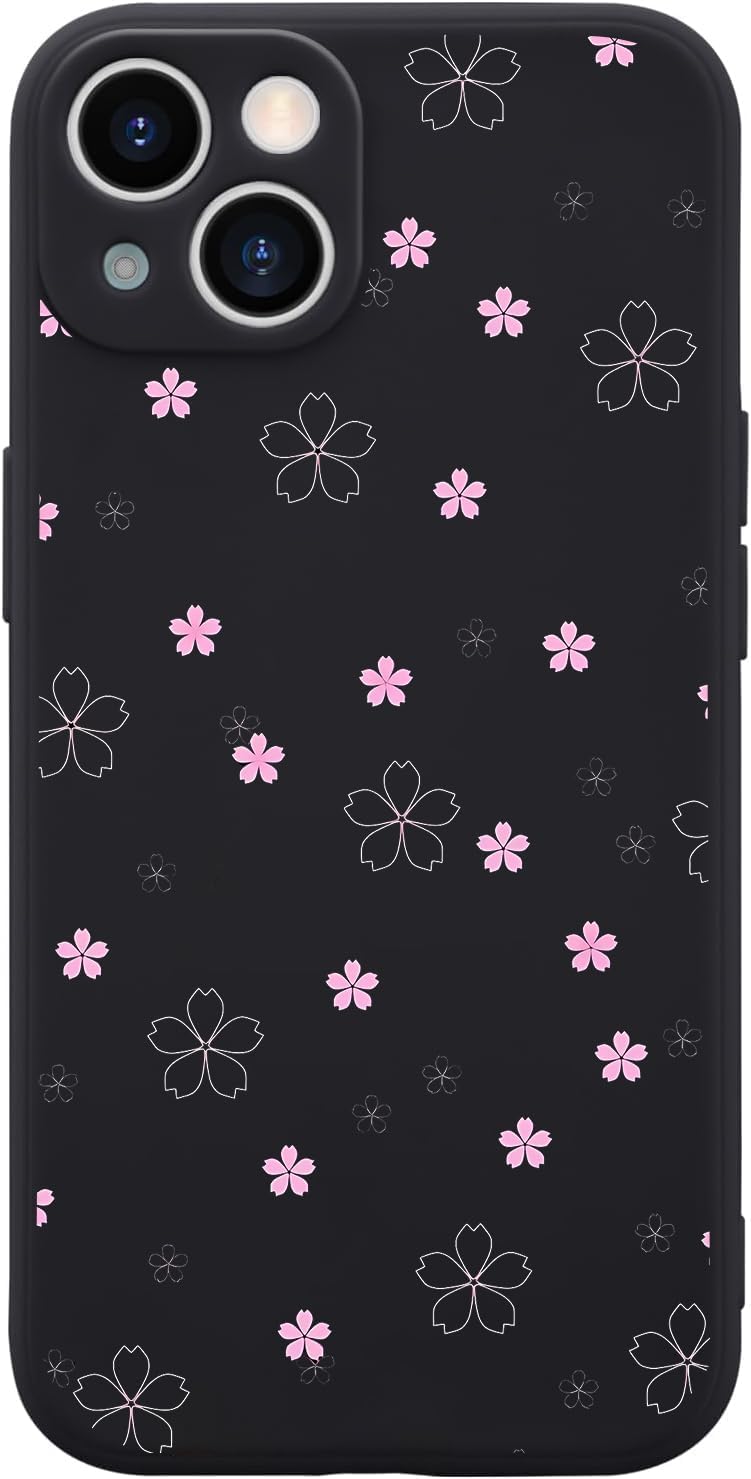 Cherry Blossom Case for iPhone 16e, Cute Girly Floral Phone Case Cover Liquid Silicone Soft Gel Rubber Phone Cover with Microfiber Lining for iPhone 16e