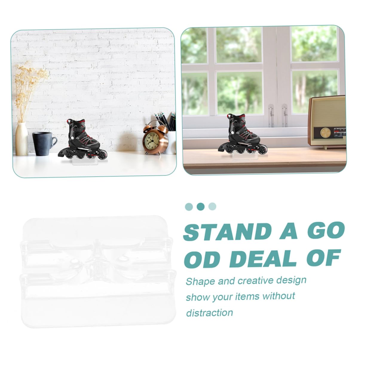 GOOHOCHY 1 Pair Roller Skates Display Rack Sturdy Holder for Adult Skates Transparent Design for Showcasing Lightweight and Convenient Storage