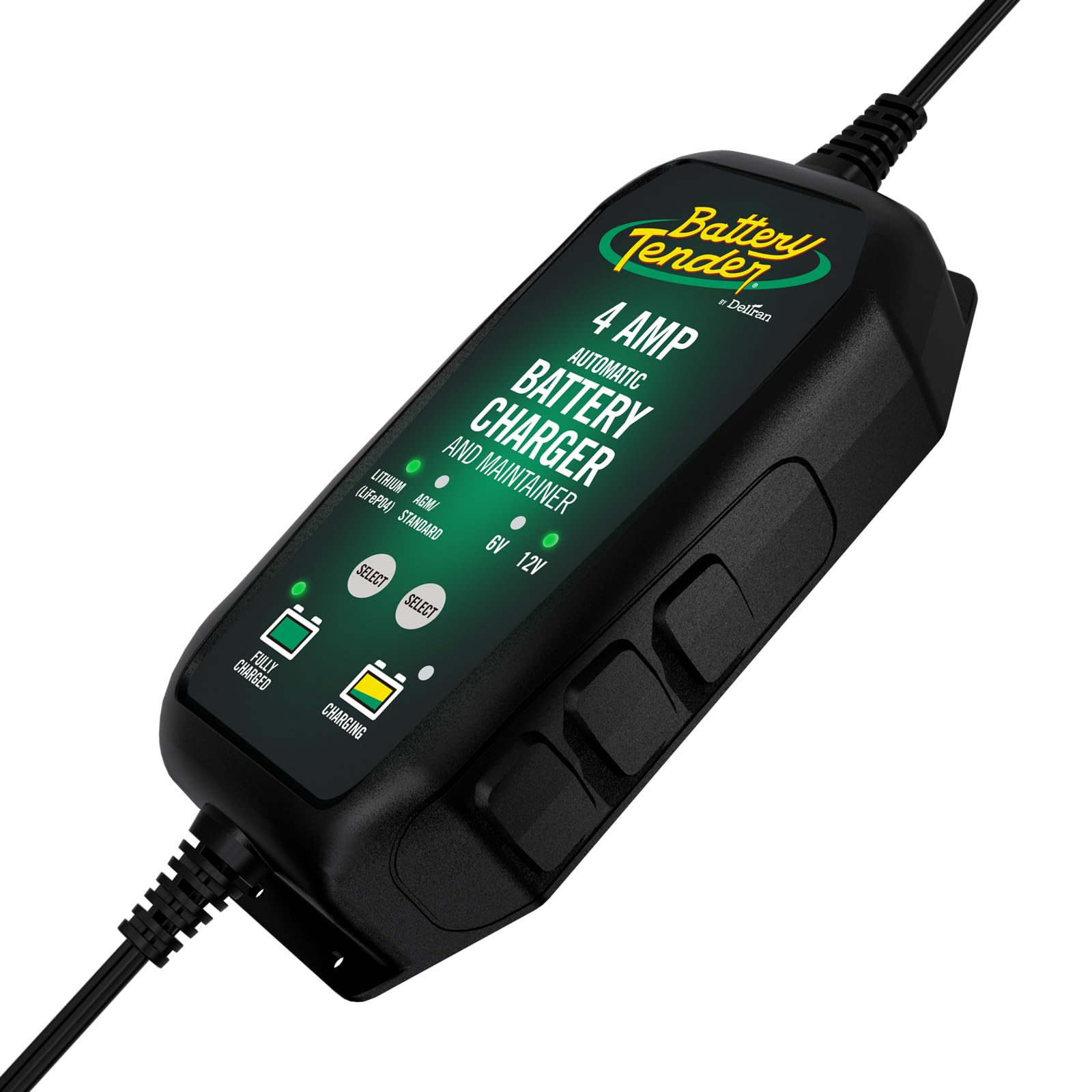Battery Tender 4 AMP Car Battery Charger and Maintainer: Switchable 6V / 12V, Automotive Battery Charger and Maintainer for Cars, Trucks, and SUVs, Lead Acid & Lithium Battery Charger - 022-0209-BT-WH