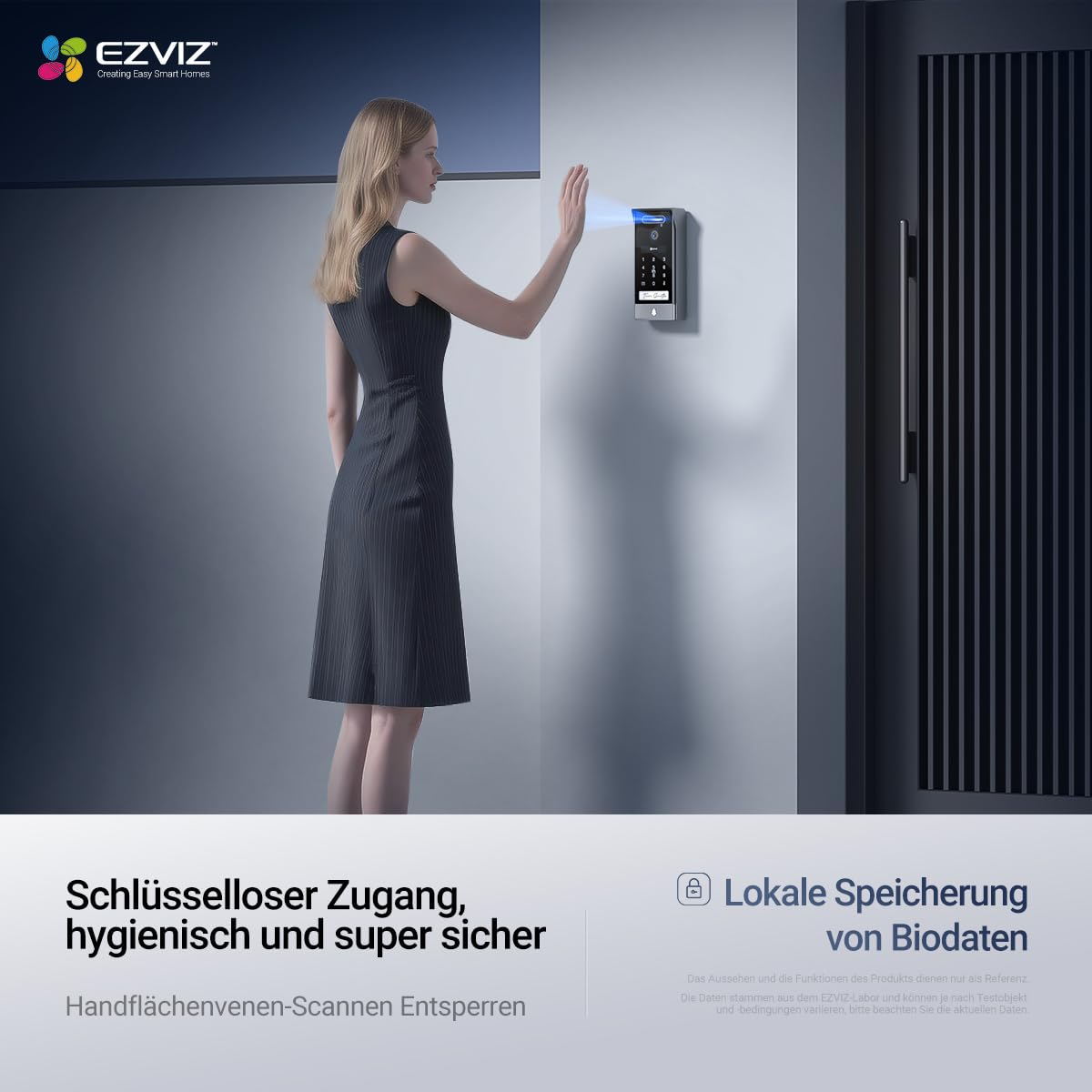 EZVIZ 4K Video-Türsprechanlage, 8 Zoll (20,3 cm) Touchscreen, Handflächen-/Gesichtserkennung, Unlock aus der Ferne, 2 Kabel, menschliche Erkennung, RFID-Option, wasserdicht, Dual-Band-WLAN, HP7 Pro | 7-in-1 Zutrittskontrolle mit Gesichts- & Handflächenerk