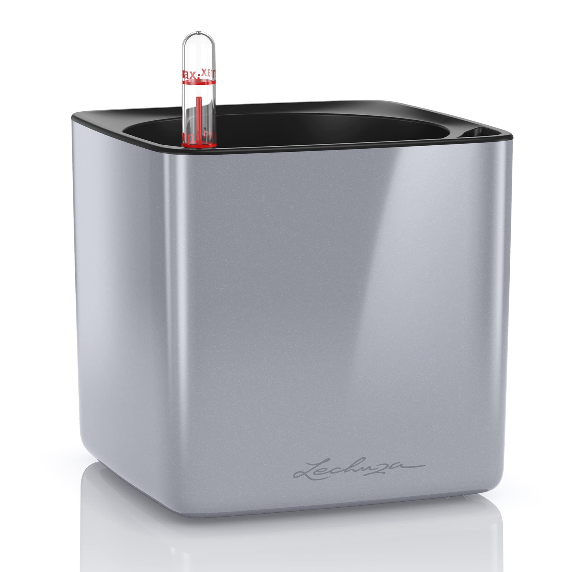 Lechuza Glossy 14 Quality Plant Cube Stick Irrigation System, Titanium dust high Gloss, Titanium Dust Highgloss, H14 L14 W14 cm