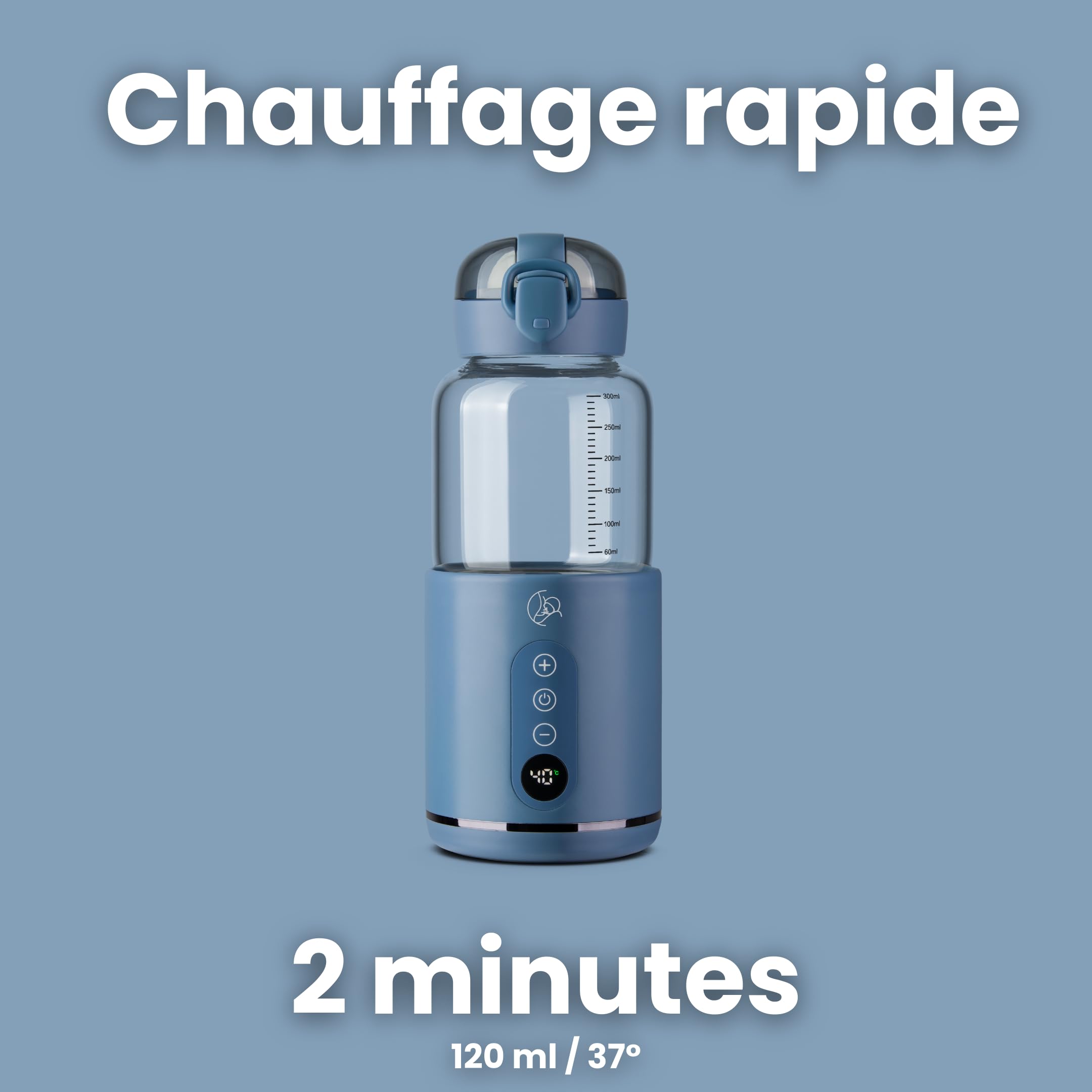 Chauffe Biberon Nomade et Portable, Chauffe Biberon Voiture pour Mères, Chauffe Rapide, Chauffe-Lait BPA Gratuit, Chauffage Rapide et Recharge Rapide - MyBabyBottle Bleu