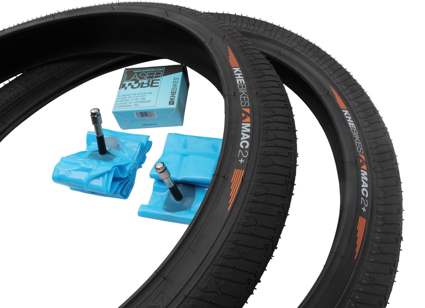 KHE MAC2+ BMX zestaw opon 20 cali – oszczędność 1,24 kg – 2 x opony druciane 2,30 – 2 x dętka TPU – Street & Park Performance