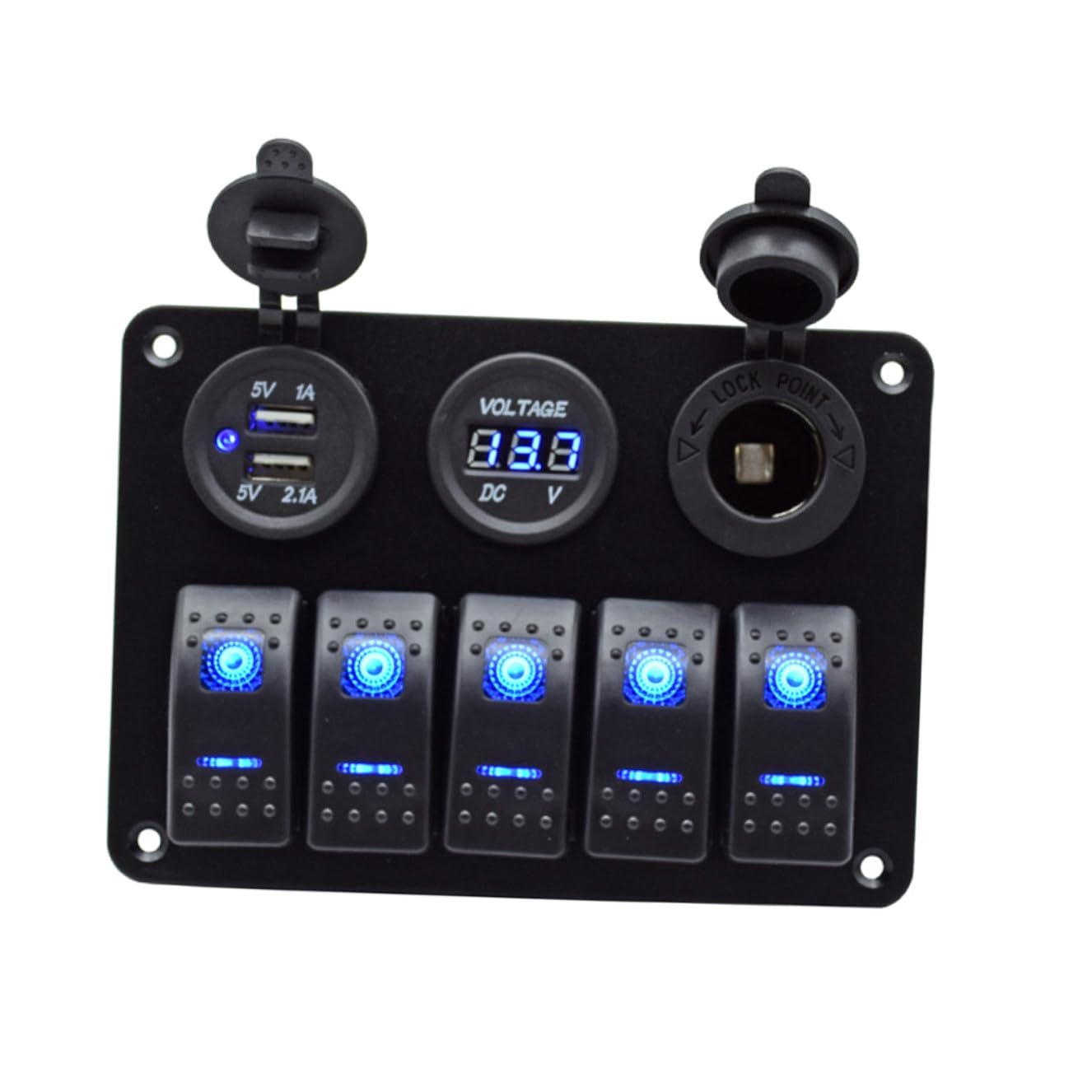 Pannello Interruttori Combinato Vie con Doppia Porta USB e Protezione Circuito per Auto Barca Camper Yacht