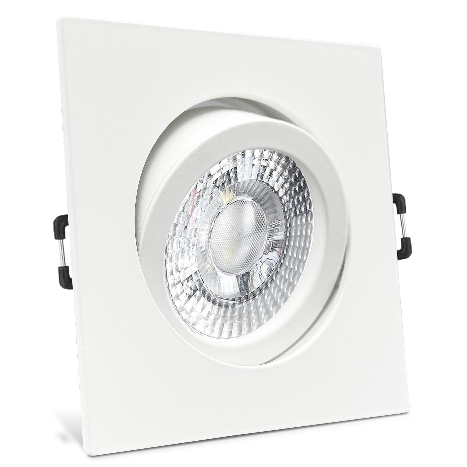 trendlights24 Carree-C LED Einbaustrahler Weiß 12er Set 7W dimmbar 230V | Decken Einbauleuchte, eckig, LED Spots, GU10, 38° Abstrahlwinkel, Neutralweiß, 4000K, austauschbar, Deckenspots, schwenkbar