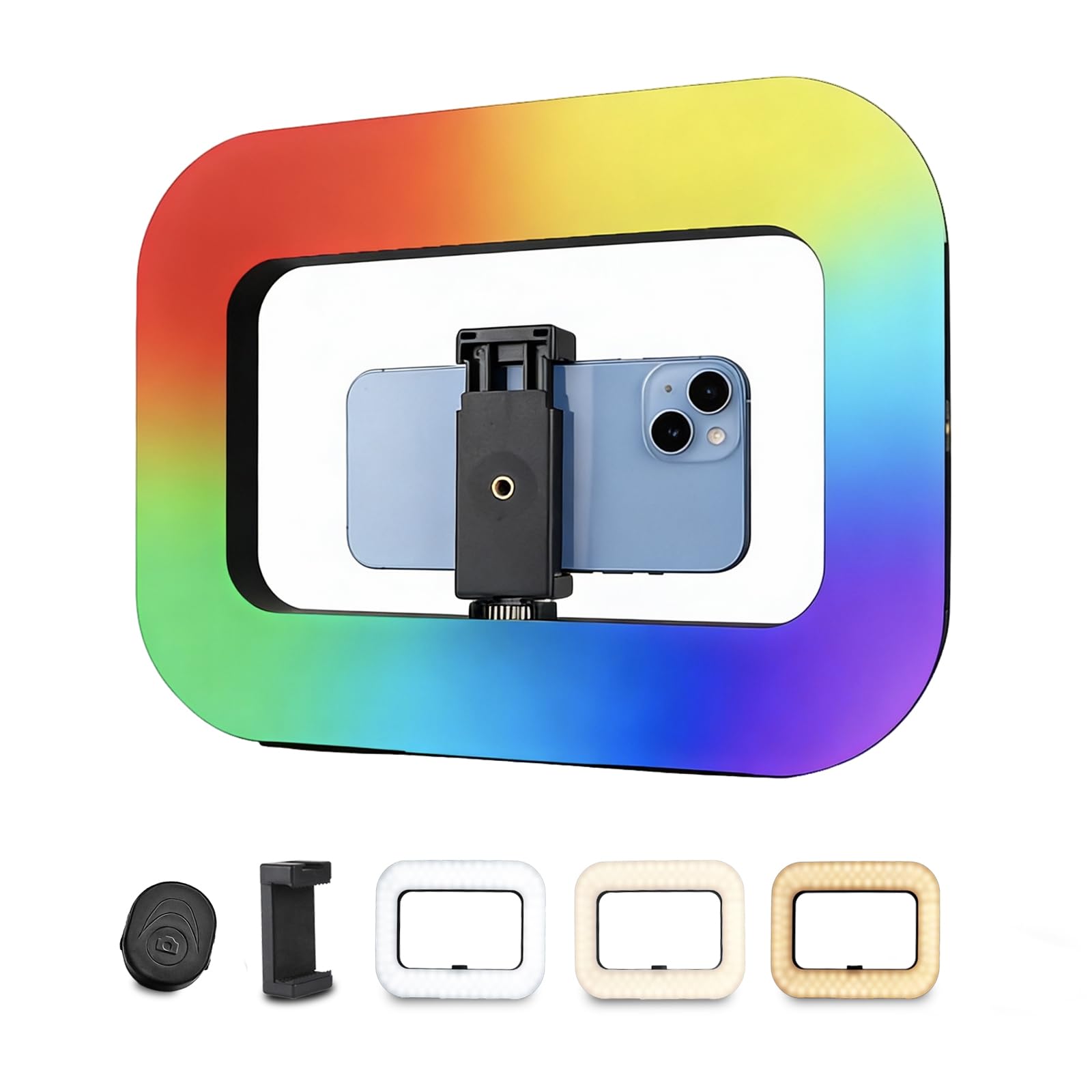 Soporte de video para smartphone con luz RGB, estabilizador de teléfono + 36 efectos especiales, anillo LED de mano con batería integrada de 8000 mAh para cámara, smartphone, YouTube, grabación