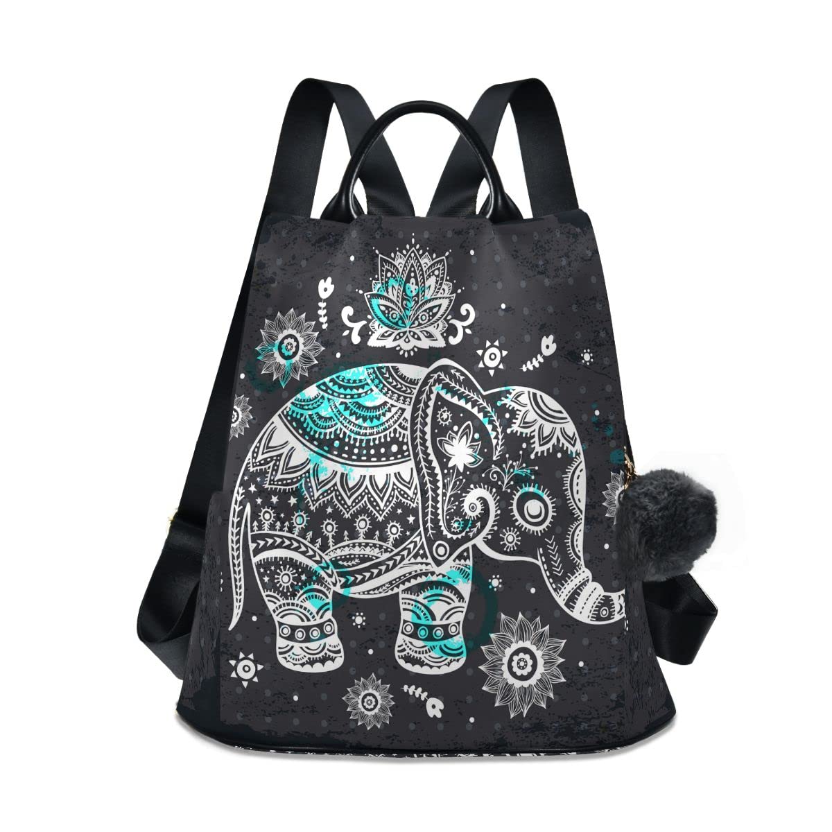Anti Theft Backpack Ethnic Elephant Mandala Boho Women Large Fashion Travel Shoulder Bag Purse Rucksack Lightweight