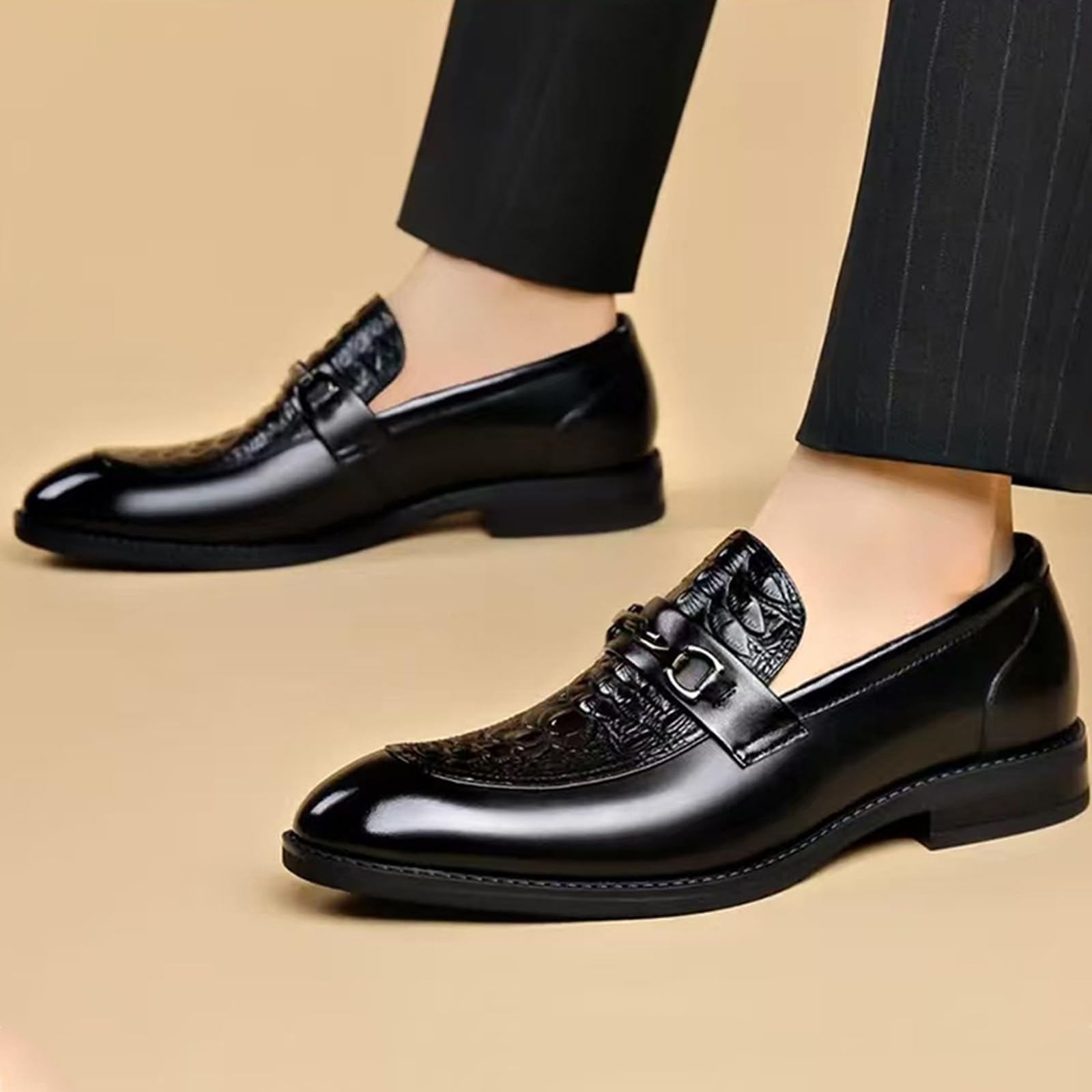 Scarpe Mocassini da Uomo in Pelle | Classici, senza lacci, a Punta, Leggeri, Antiscivolo, Ballo di fine Anno, Formali, sposa