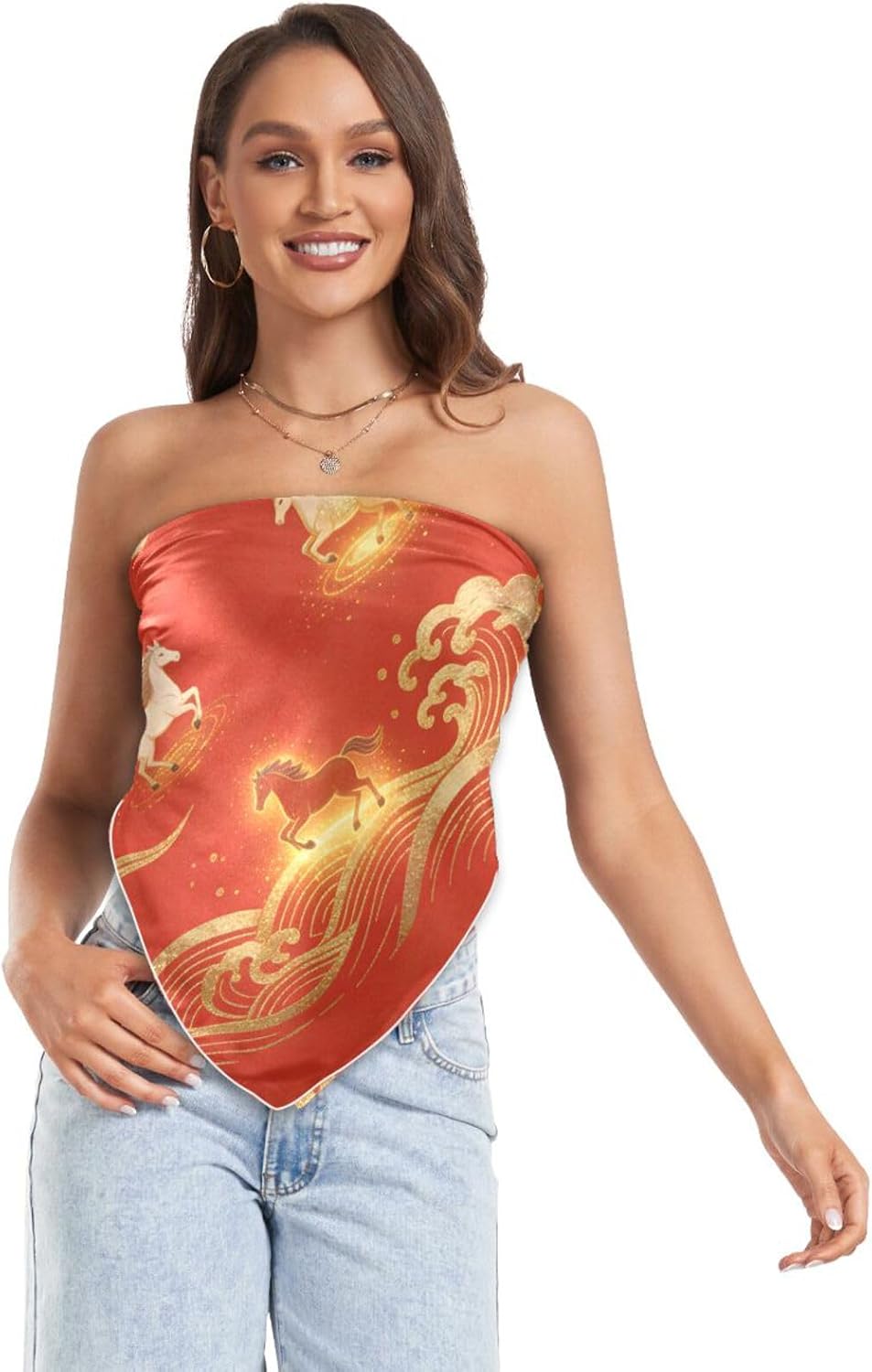 Japanese Cloud Horse Red Square silk head hair scarf neckerchief fashion silk neck scarf for women for head chales para mujer